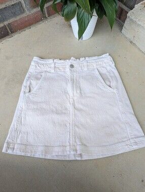 🤍EUC American Eagle Outfitters Paperbag Waist Denim Midi Skirt, Oatmeal, 4